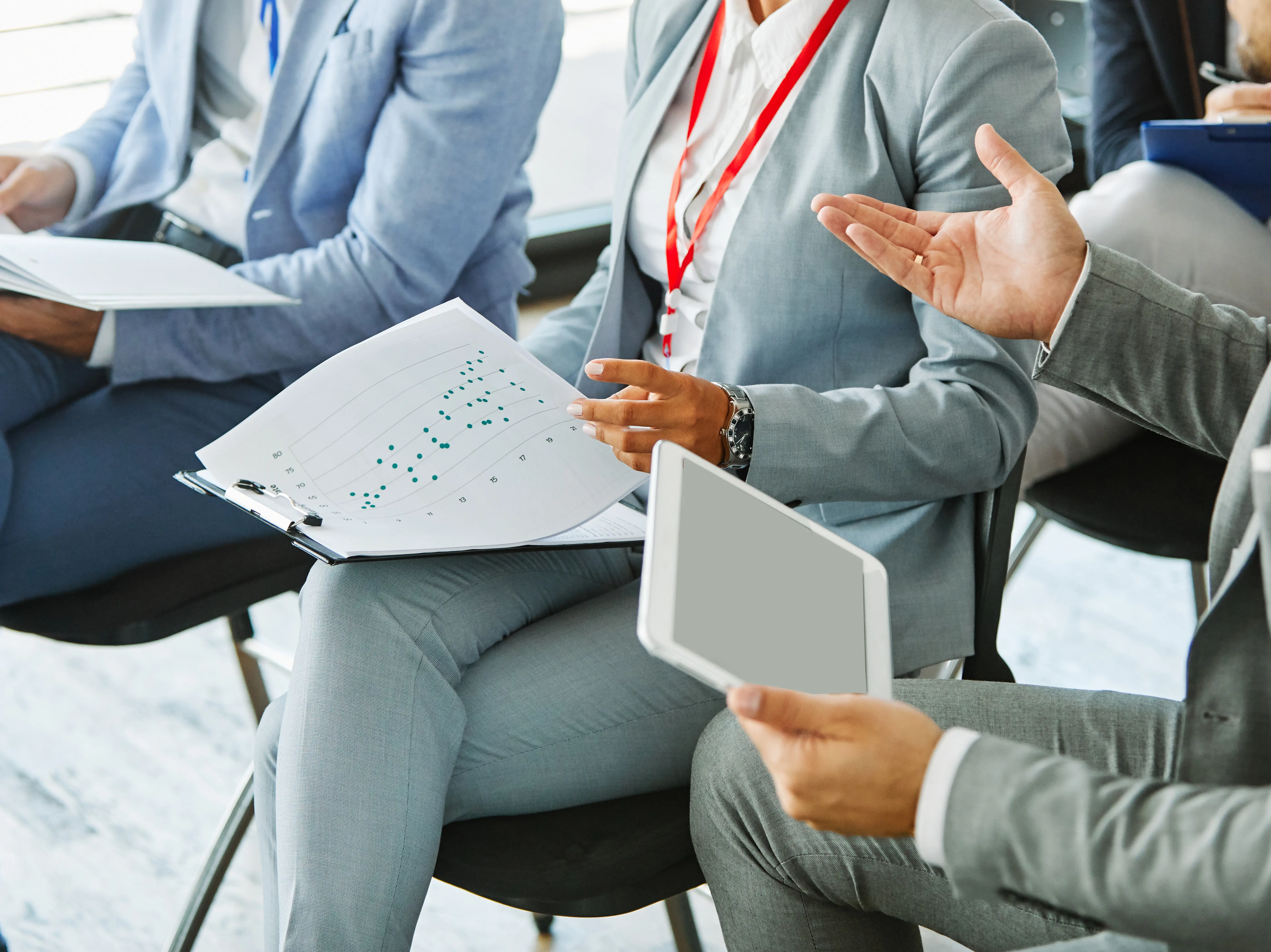 Positive entrepreneurs analyzing reports.